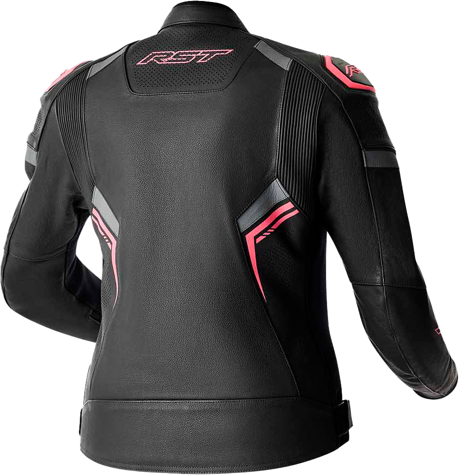 RST WOMENS S1 D3O LEATHER JACKET BLACK/PINK