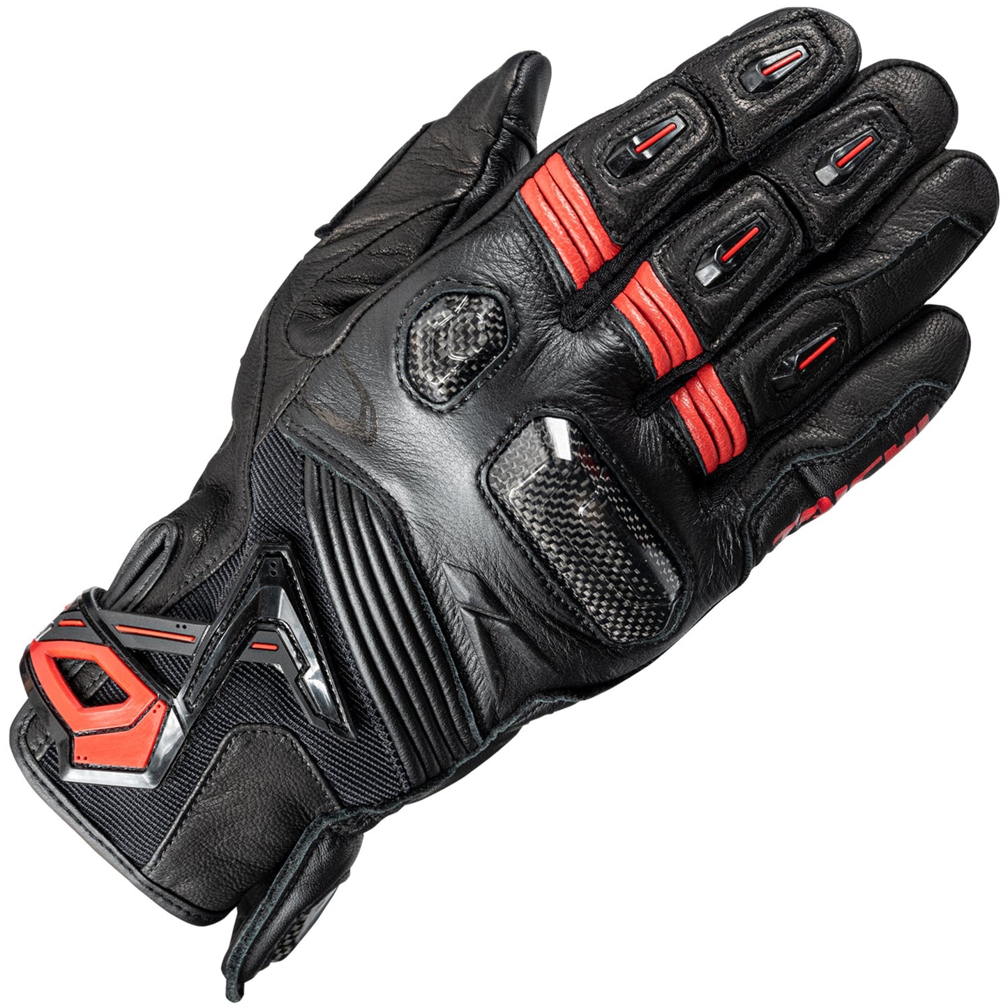 RAPTOR LEATHER GLOVE BLACK/RED RST441