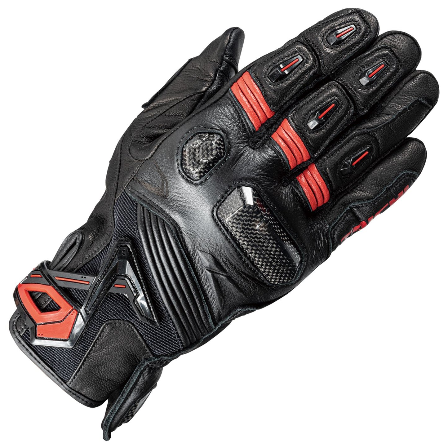 RAPTOR LEATHER GLOVE BLACK/BLACK/RED RST441