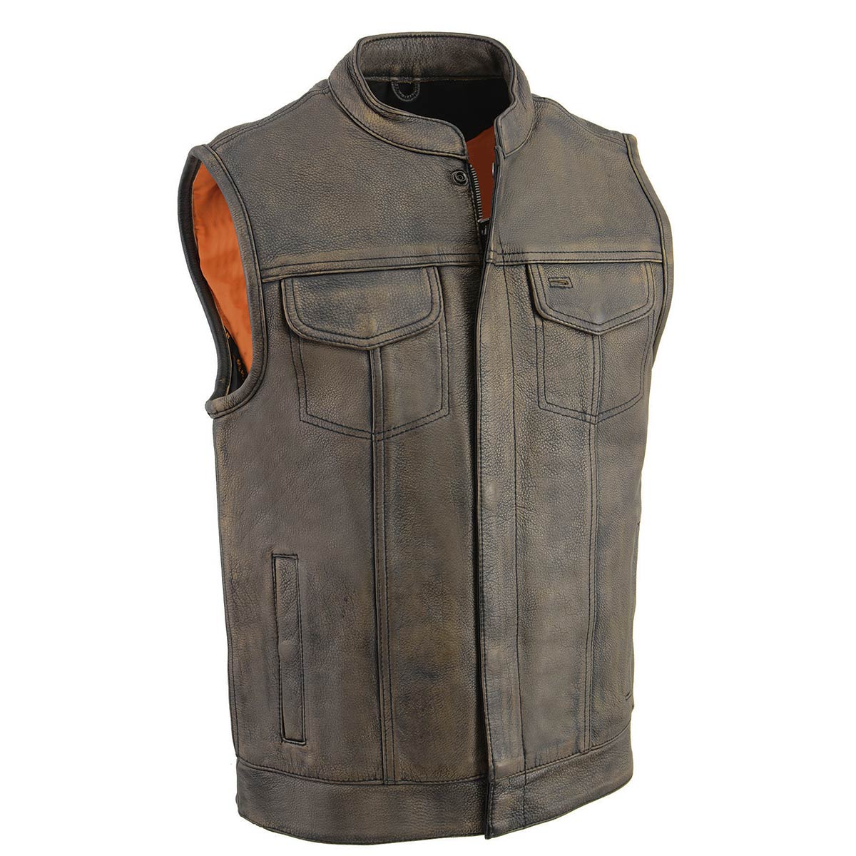 Men's Open Neck Snap/Zip Front Club Vest