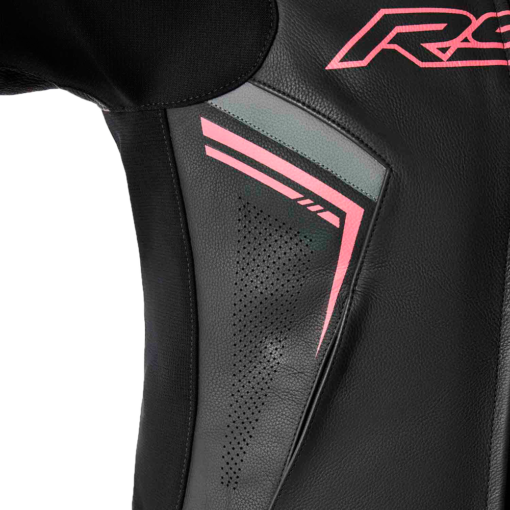 RST WOMENS S1 D3O LEATHER JACKET BLACK/PINK