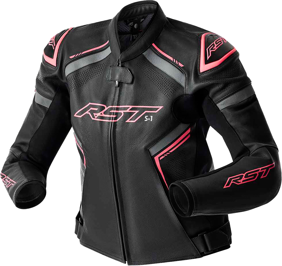RST WOMENS S1 D3O LEATHER JACKET BLACK/PINK