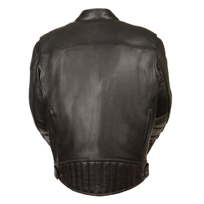 Mens Leather Longer Body Vented Jacket w/ Venting