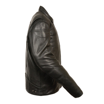 Mens Leather Longer Body Vented Jacket w/ Venting