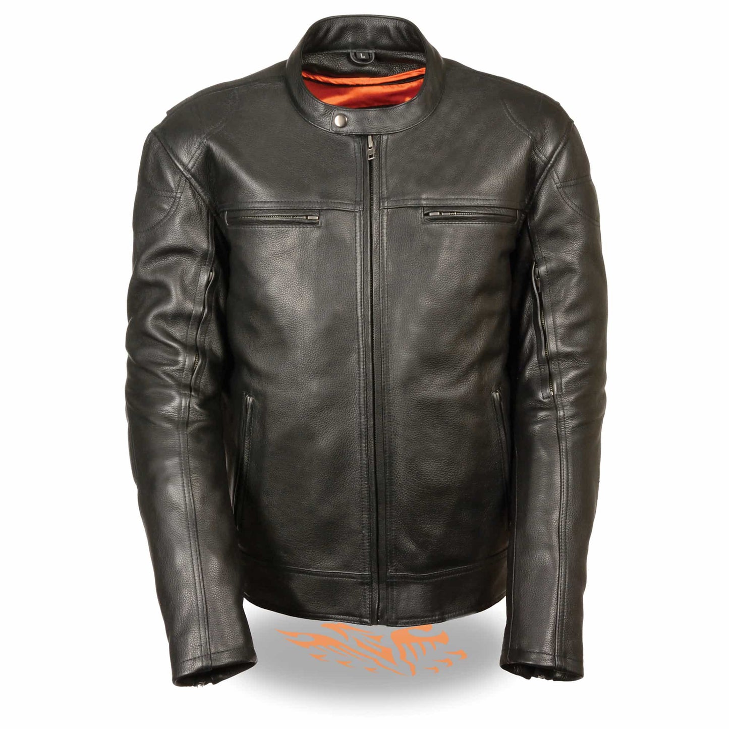 Mens Leather Longer Body Vented Jacket w/ Venting