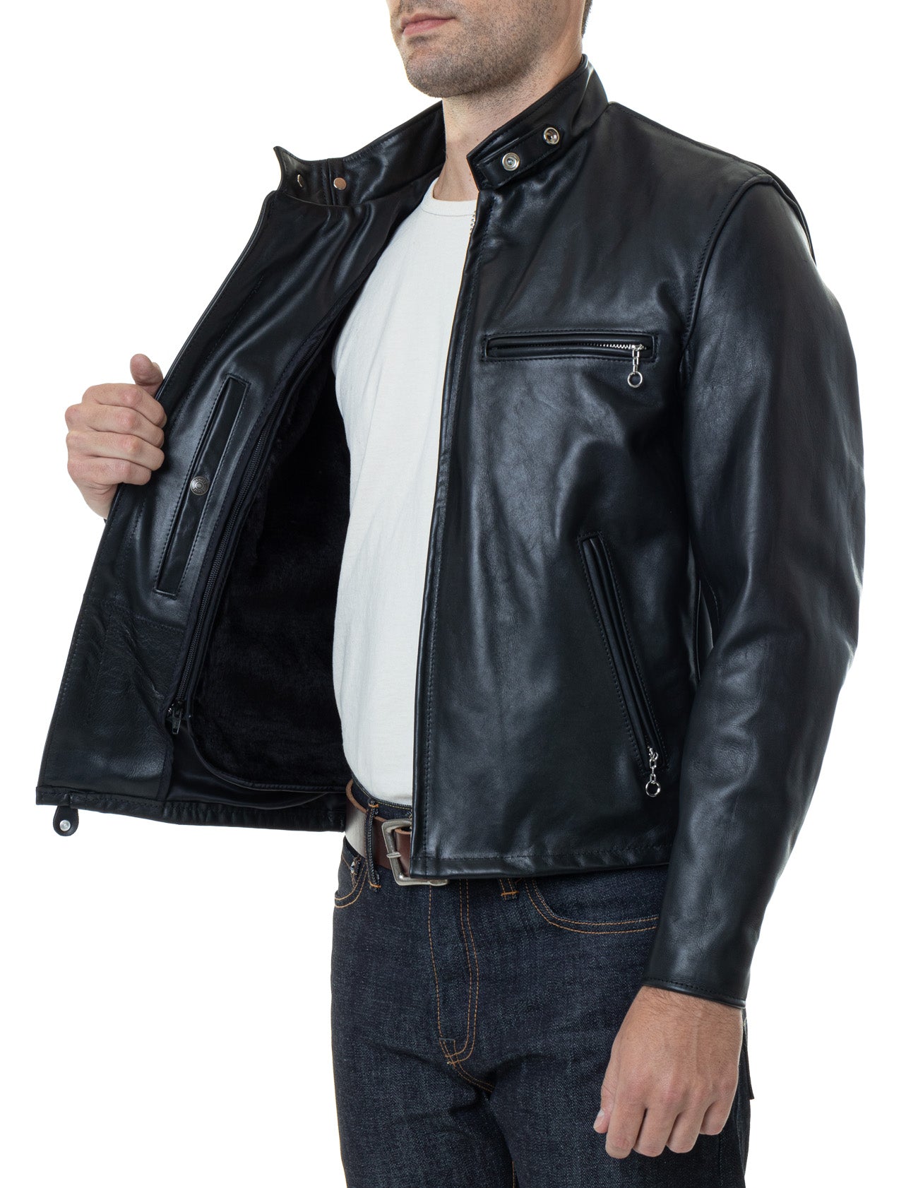 Schott 141 Classic Racer Leather Motorcycle Jacket