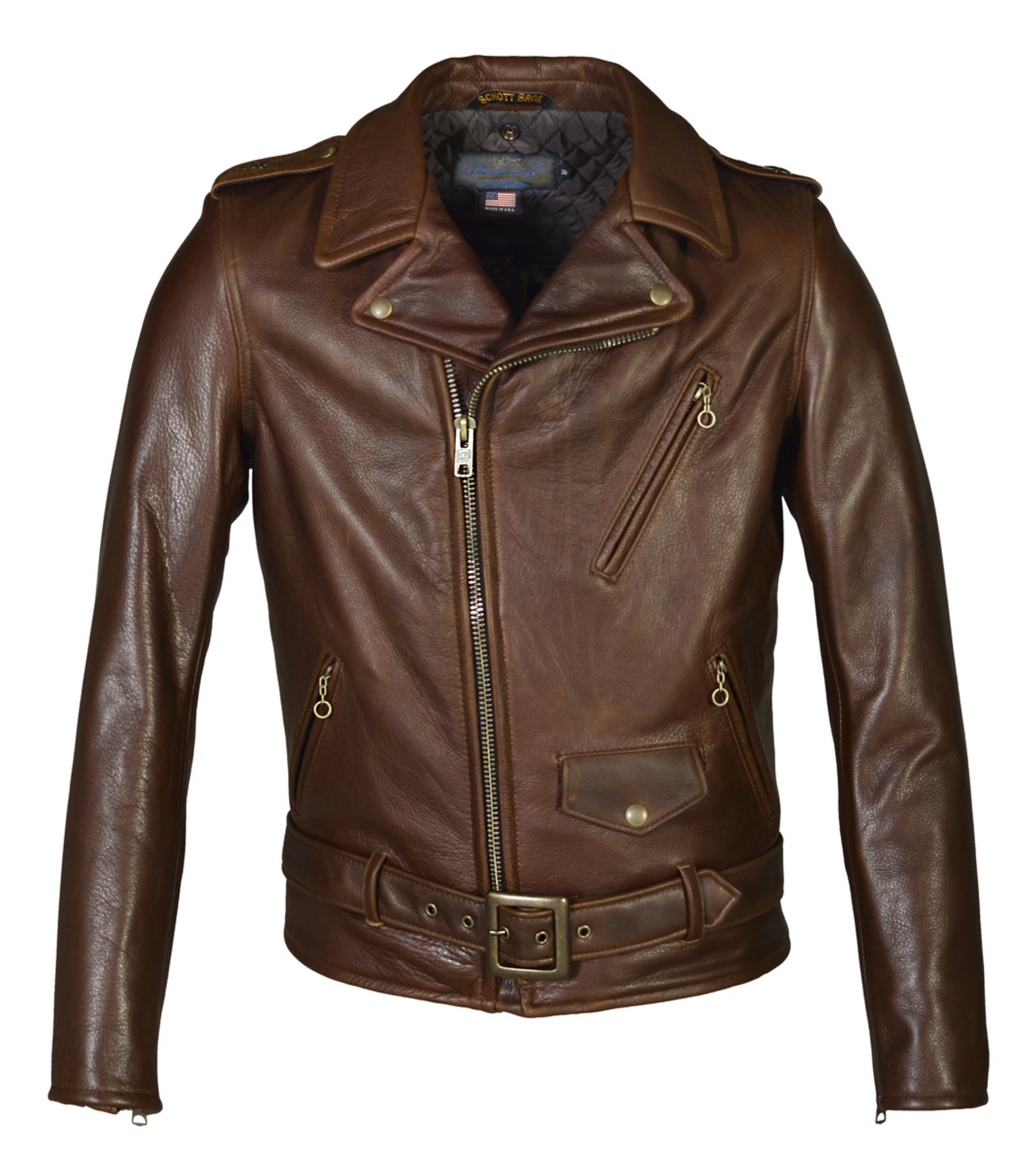 Schott 519 Waxy Natural Cowhide 50's Perfecto Motorcycle Leather Jacket