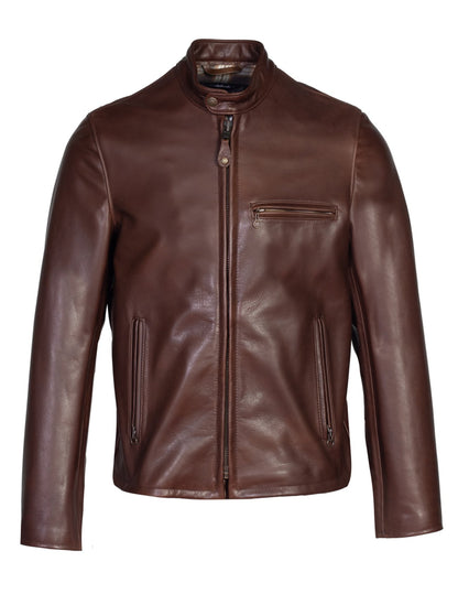 Schott 530 Waxed Natural Pebbled Cowhide Café Leather Jacket