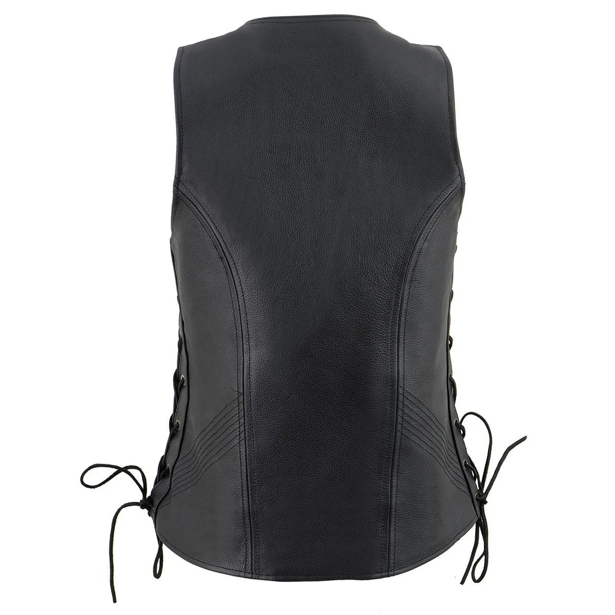 Milwaukee Leather  Women's Open Neck Side Lace Front Zipper Leather Vest with Gun Pockets