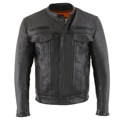 Milwaukee Leather MLM1506 Men's 'Cool-Tec' Black Leather Jacket with Utility and Gun Pockets