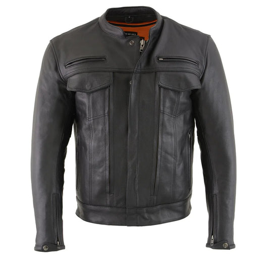 Milwaukee Leather MLM1506 Men's 'Cool-Tec' Black Leather Jacket with Utility and Gun Pockets