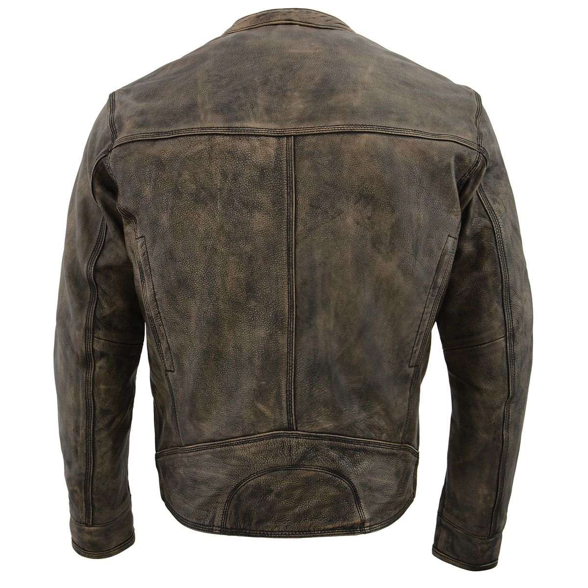 Milwaukee Leather Mens Brown Distressed Scooter Jacket with Venting