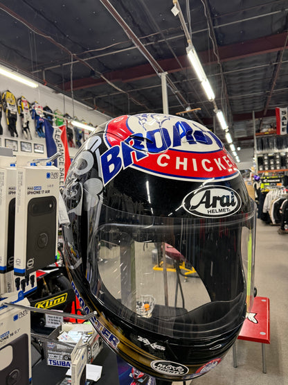 Oversize ARAI helmet. Westby Racing.